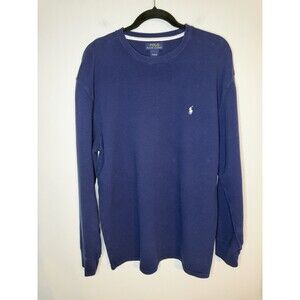 Polo Ralph Lauren Waffle Knit Shirt Mens 2XL Long Sleeve Blue Classic Pony Logo